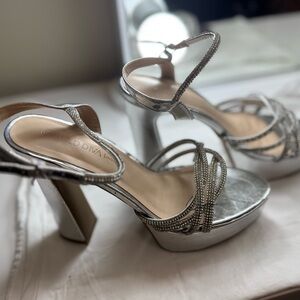 Wild Diva Silver Strappy Heels